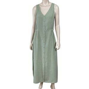 Cloth & Stone Dress Women Small Green Sleeveless Maxi Sage Button Front V Neck
